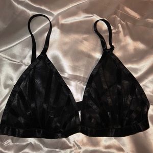 Rehab Black Satin detailed striped bra bralette